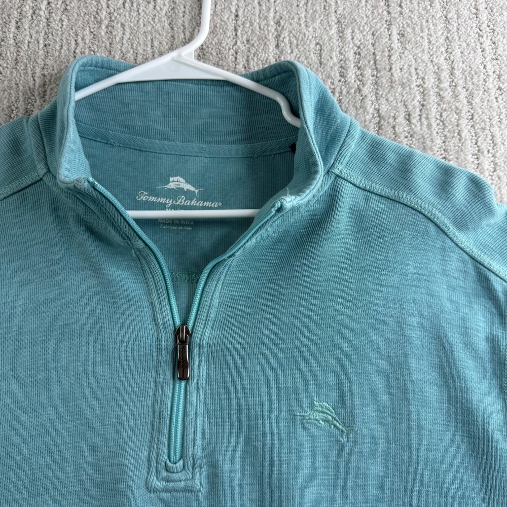 Tommy Bahama Mens Size XL Teal Blue Tobago Bay 1/2 Zip Pullover ST227305TX